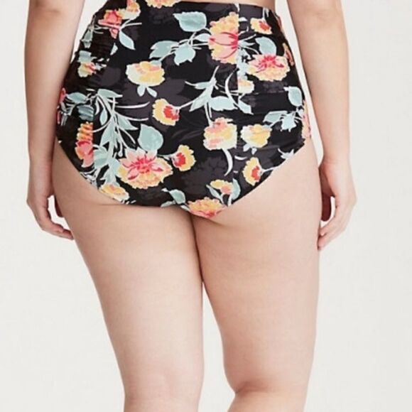 Torrid Floral High Rise Ruched Swim Bottom - Picture 7 of 7